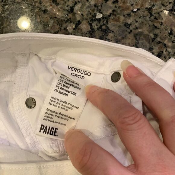 Paige Verdugo Crop Raw Edge Jeans Size 25 White - Picture 5 of 5